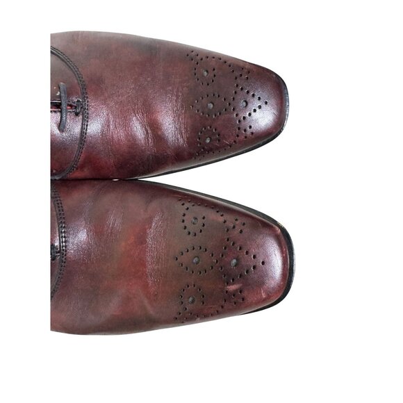 Mercanti Fiorentini Mens Burgundy Leather Oxford Dress Shoes 8.5 Leather Lace main image 14